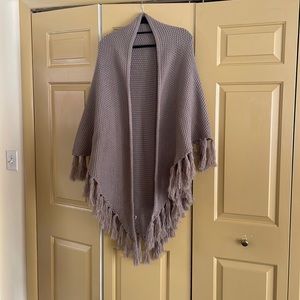 Tan Fringed Knit Wrap